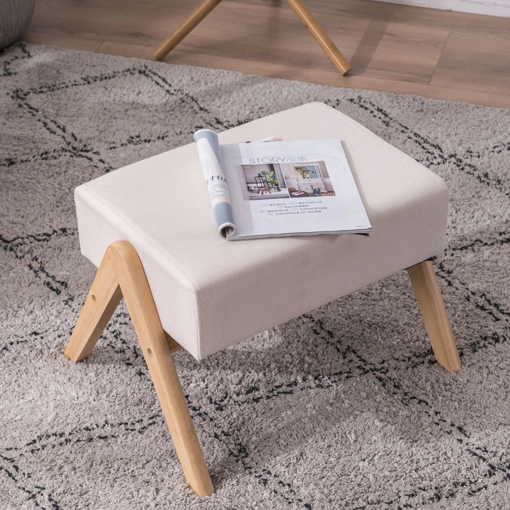 

Nordic Solid Wood Footrest Stool, Rocking Chair Footrest Stool, Living Room Sofa Side Chair 50x25x40cm