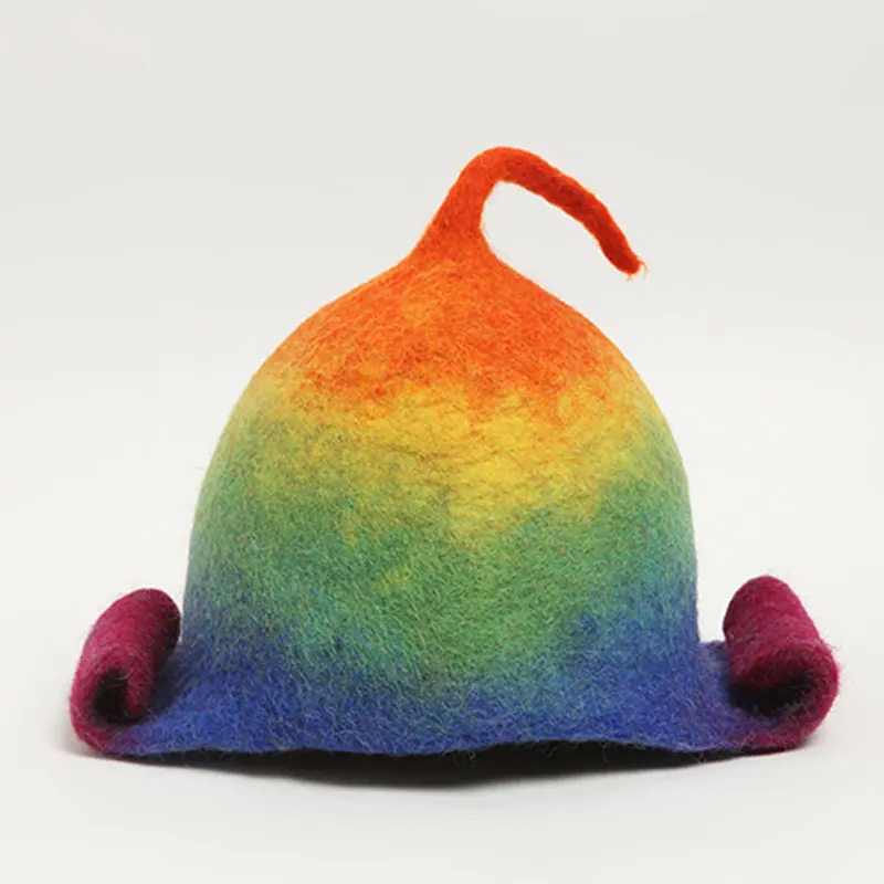 Милый градиентный эльф береты шляпа женская зимняя теплая шерстяная шапка