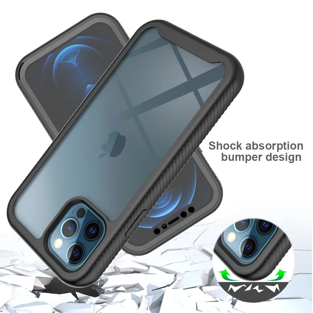 360 Прозрачный чехол для iPhone 13 12 Mini 11 Pro XS Max X 7 8 6 6S Plus полная защита армированный