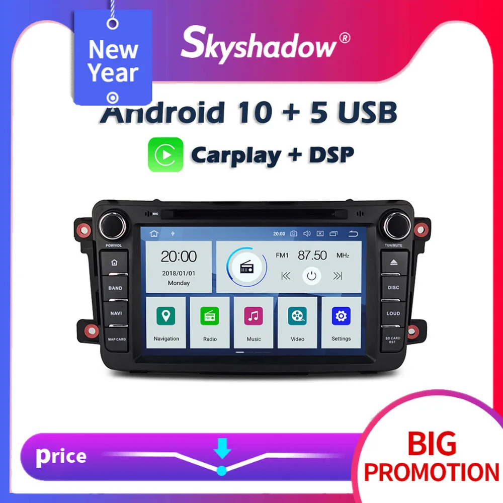 Автомобильный DVD плеер Carplay DSP PX6 IPS Android 10 4 Гб + 64 GPS карта Wifi RDS радио Bluetooth для Mazda CX9