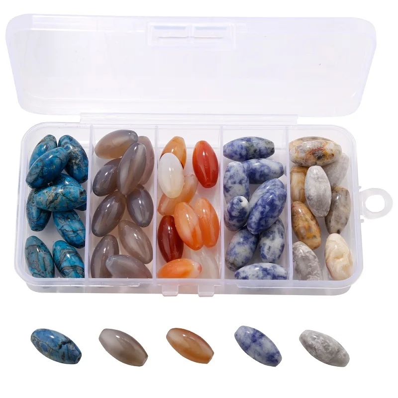 

Natural Agates Five Colors 10*20mm Rice Loose Beads 5Boxes 50pcs For DIY Necklace Bracelet Jewelry Wholesale TR530