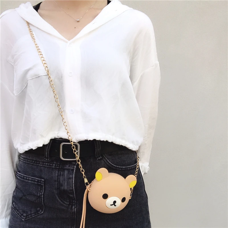 Милый мультяшный медведь сумка для наушников милый 3D мягкий силиконовый мини