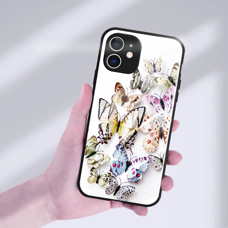 Симпатичные прозрачные чехлы для телефонов с бабочками iPhone 11 Pro Max XR X XS SE 2020 чехол