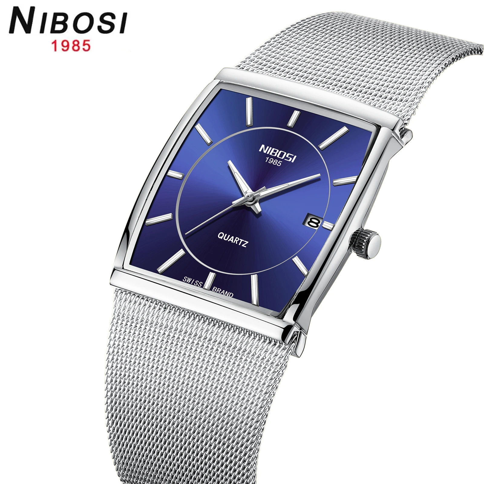 NIBOSI 2021 New Square Mens Watches Top Brand Luxury Creative Ultra Thin Wristwatches for Men Waterproof Auto Date Relogio