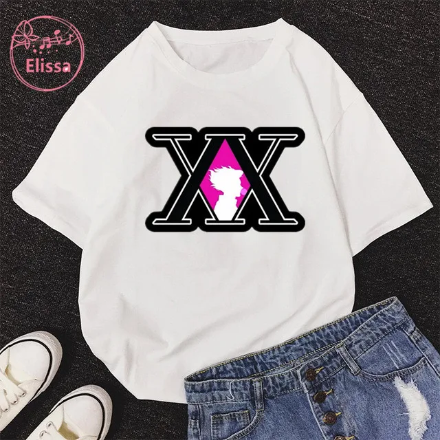 

Unisex HISOKA Anime print t-shirt basic white color casual short sleeve cartoon t shirt top tees for summer
