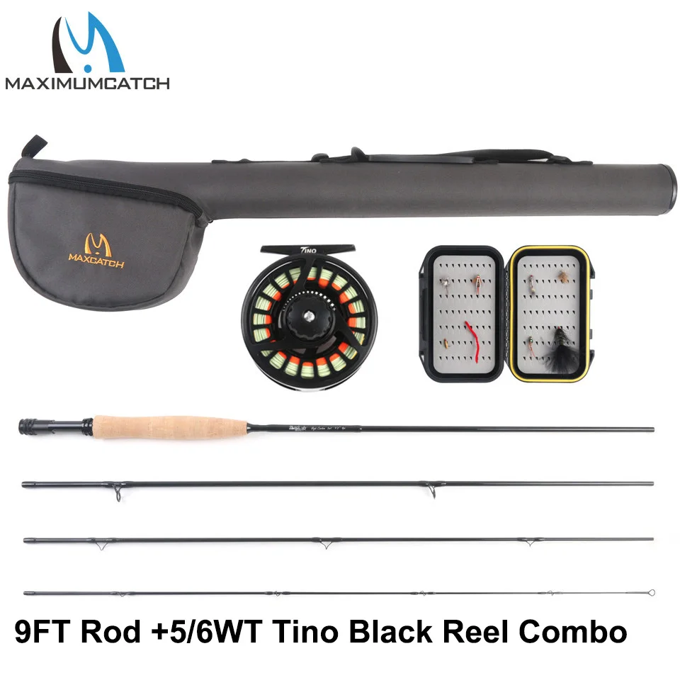 Maximumcatch 5/6WT 9FT Fly Удочка с предварительно намотанной катушкой наряд с Cordura трубка-треугольник - Цвет: 9FTrod tino reel
