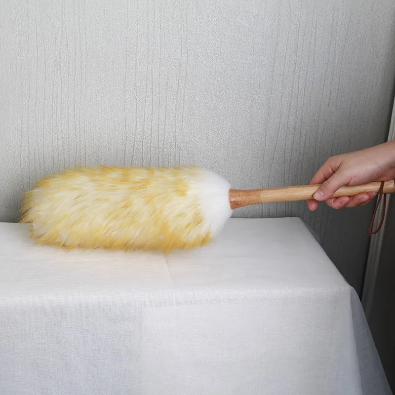 

Clean Wood Dust Brush Household Feather Duster Sofa Book Cases Cleaning Brush Wool dusting Brush with Wooden Handle Dropshipping