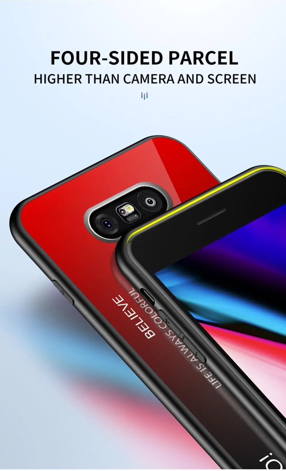 Блестящий градиент закаленное Стекло чехол для LG G5 G6 G7 G8 ТПУ Мягкий противоударный edge чехол для телефона на стене для LG G8 G7 G6 G5 задняя защитная крышка
