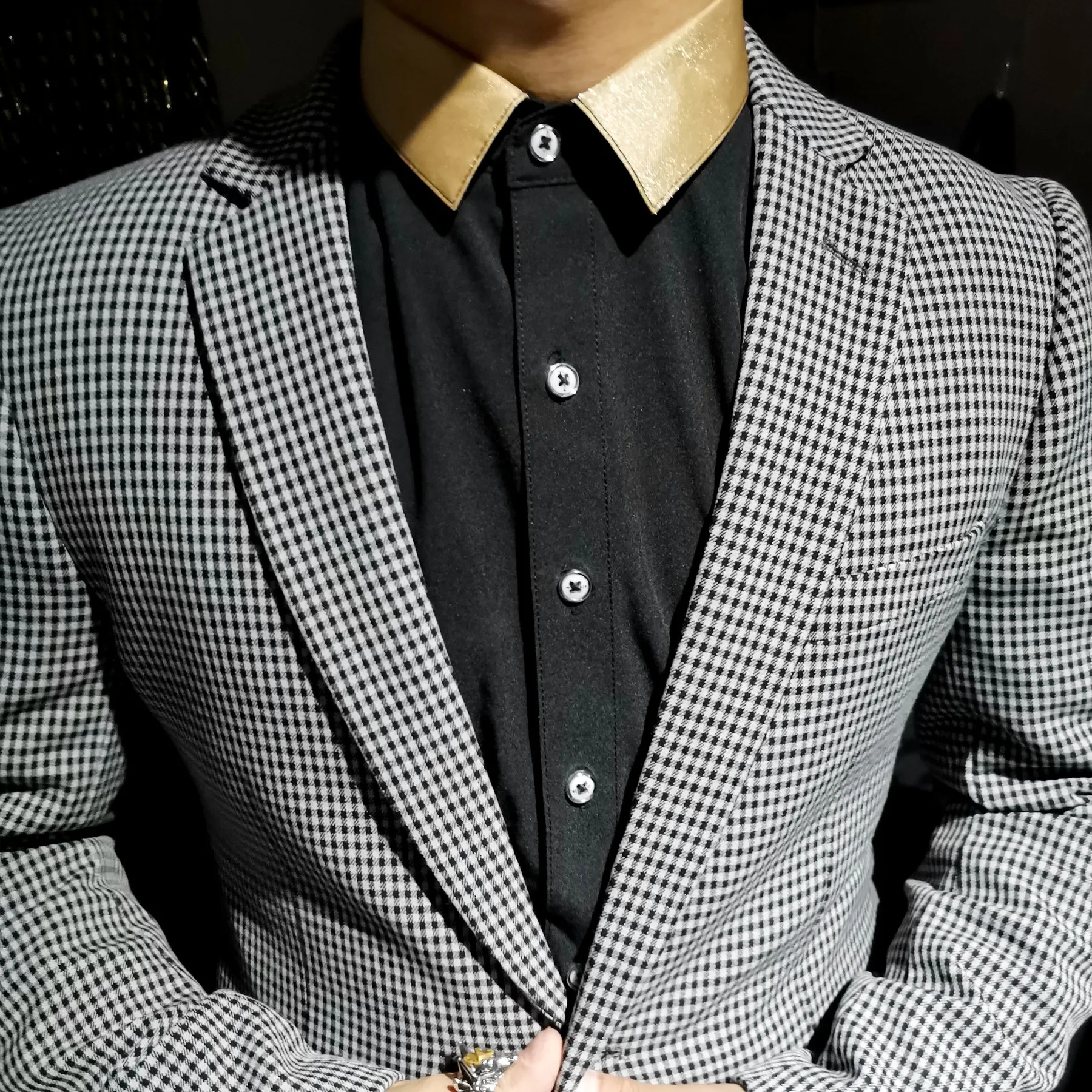 

Plaid Mens Blazer Grey Pattern Blazer Masculino Unique Party Blazer Homme Men Sport Coat Terno Masculino Slim Fit Check Blazer