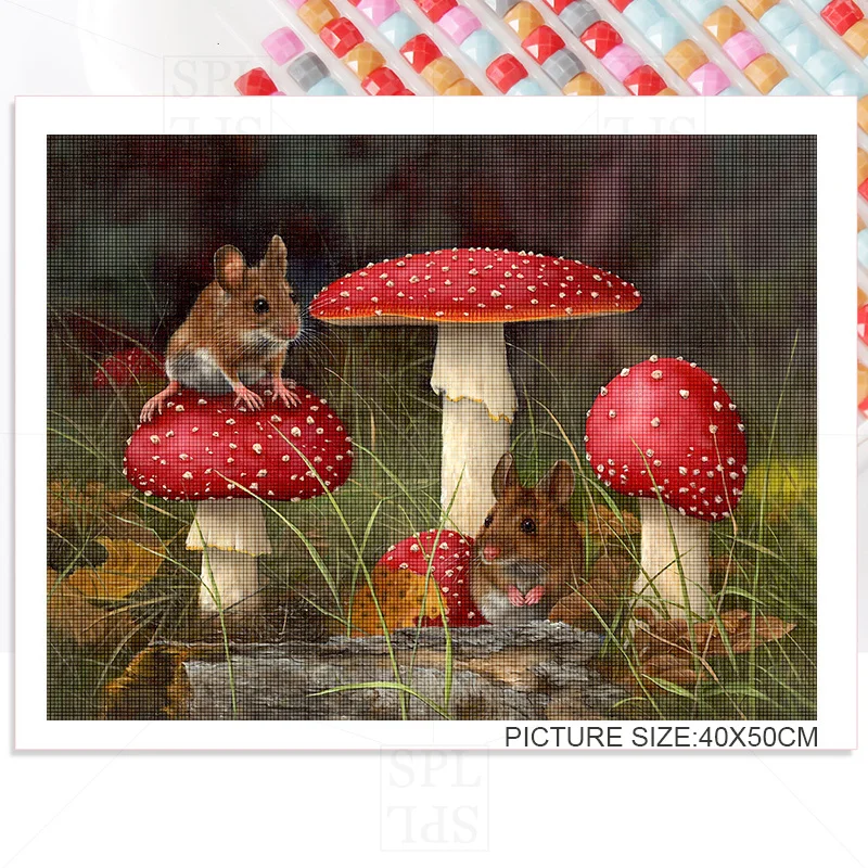 

Forest Red Mushroom Diamond Painting Fairytale Scenery Mosaic Sticker Diamond Embroidery Home Decoration Handmade Gift Wall Art