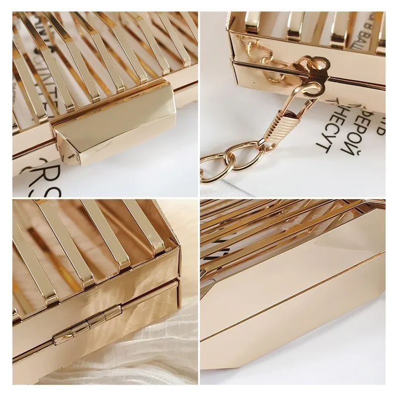 TTOU модная женская сумочка металлическая пустотелая мини квадратная сумка на