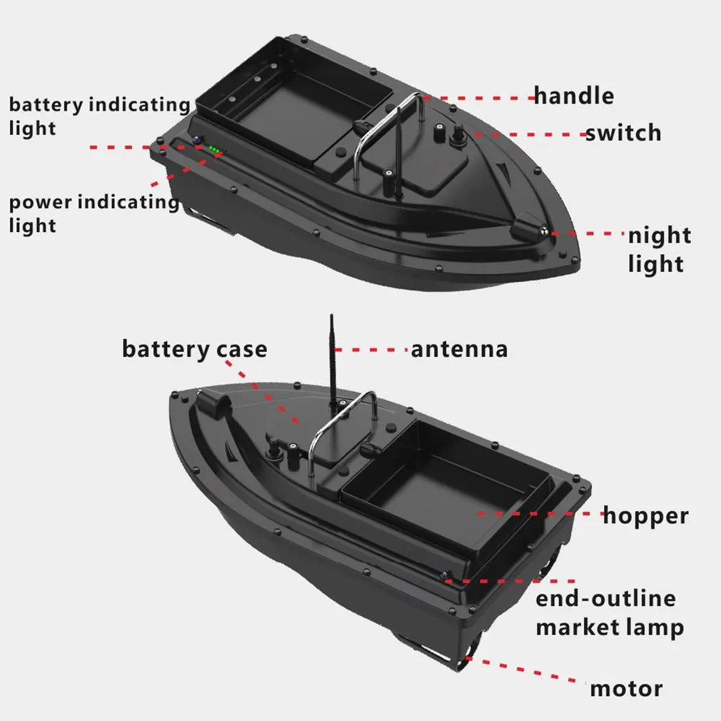 

GPS Fishing Bait Boat with Large Bait Container Automatic Bait Boat 400-500M Remote Range D16B Finder Speedboat Fishing Tool