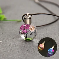 new luminous dried flower butterfly glass ball pendant car craft decoration pendant car interior decor car accessories gift