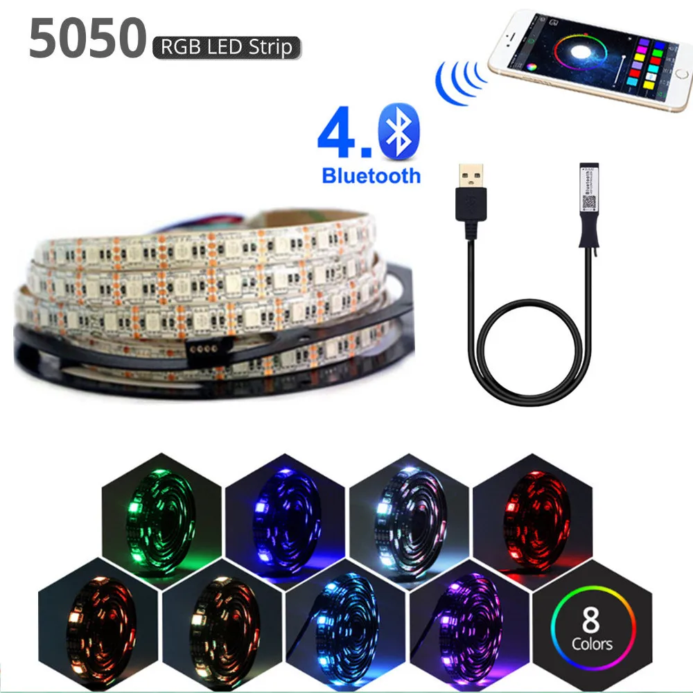 

1M 2M 3M 4M 5M bluetooth usb led strip 5v rgb led light flexible 5050SMD for TV backlight lights strips waterproof lamp 60LEDs/M