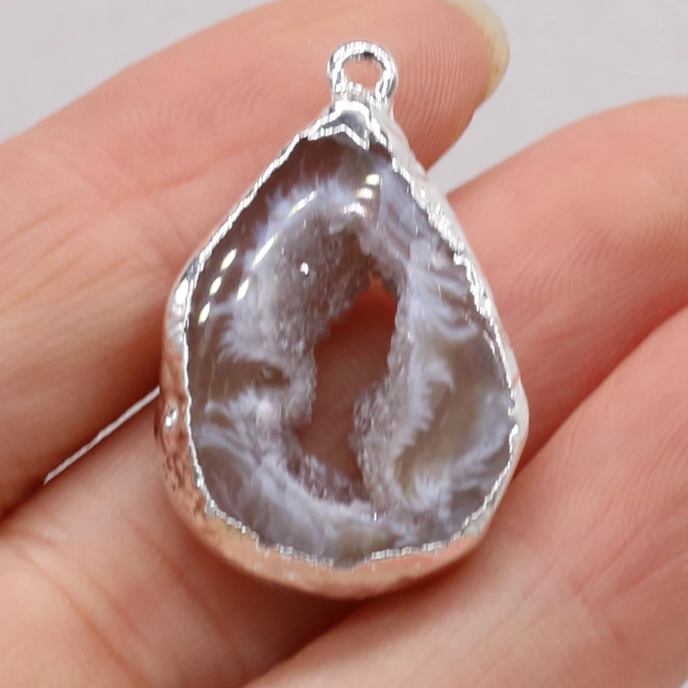 

Natural Semi-precious Stones Grey Agate DIY 15x25-20x30mm for Jewelry Making Necklaces Accessories Gift