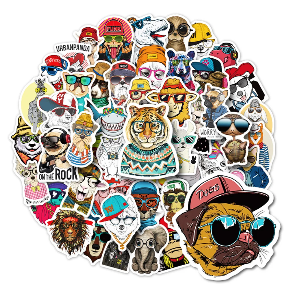 

10/30/50PCS Animal Personality Small Fresh Creative Animal Sticker DIY Skateboard Phone Luggage Sticker Wholesale