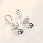 Серьги-подвески в форме лисы, с кристаллами и цирконием