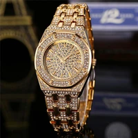 luxury gold diamond studded ladies watch waterproof steel wrist watches women quartz wristwatch relogio masculino women watchs