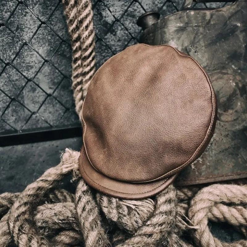 Роскошная натуральная кожа для влюбленных в стиле панк военная шапка Casquette берет