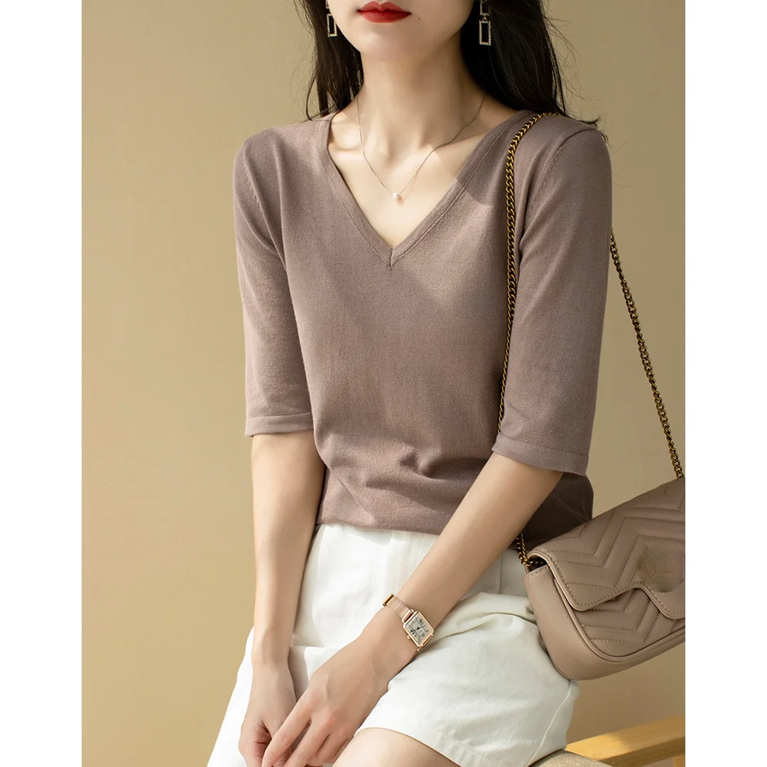 

2021 New Summer T Shirt Women Elasticity Oversized T-Shirt Woman Clothes Female Tops Short sleeve Women's tube top knit Canale