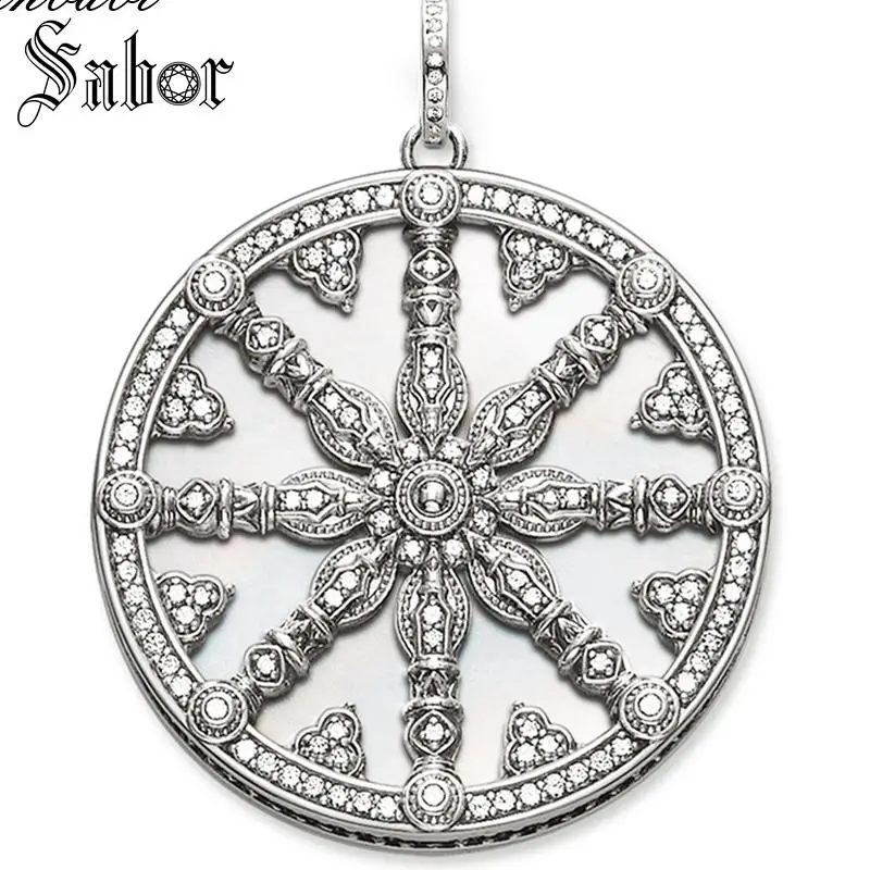 Кулон белый CZ Карма колесо серебряный цвет для женщин модные ювелирные изделия