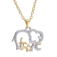 fashion handmade charm gold color crystal animal elephant baby hollow pendant necklace jewelry womens home mothers day gift