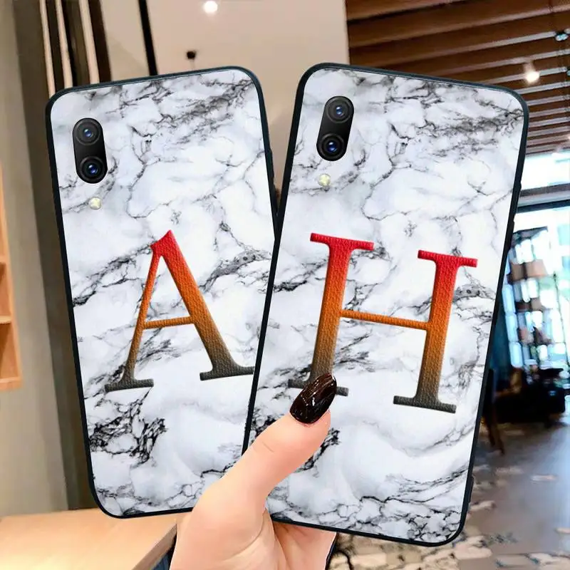 Чехол с буквой монограммой из белого мрамора для Vivo Y91c Y17 Y51 Y67 Y55 Y7s Y81S Y19 V17 vivo