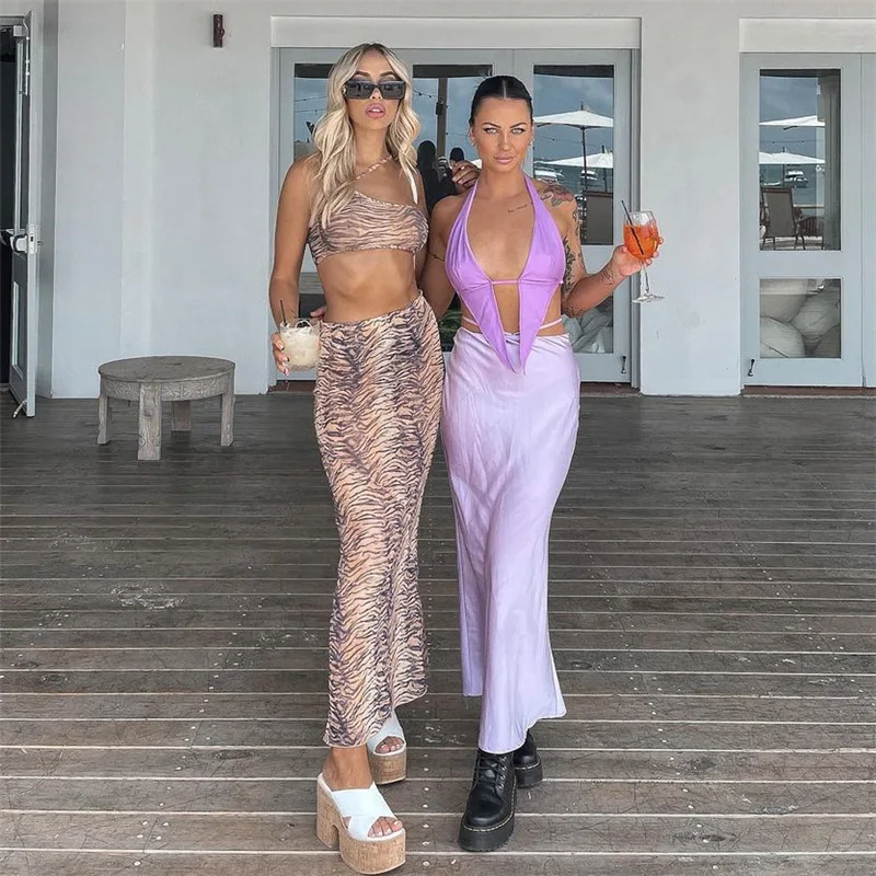 

Animal Print Fashion Matching Set Camis Crop Top and Skirts Sets Elegant Club Summer Outfits Two Piece Set