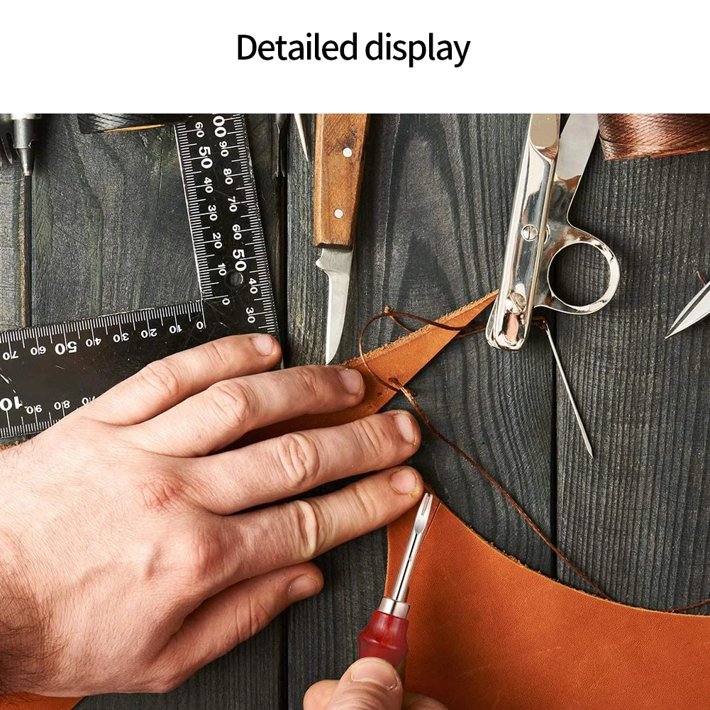 

5PCS Leather Craft Tools Sewing Patterns DIY Leather Tools Leather Edge Beveler Leather Cutting Knife Wooden Handle Skiver Tool