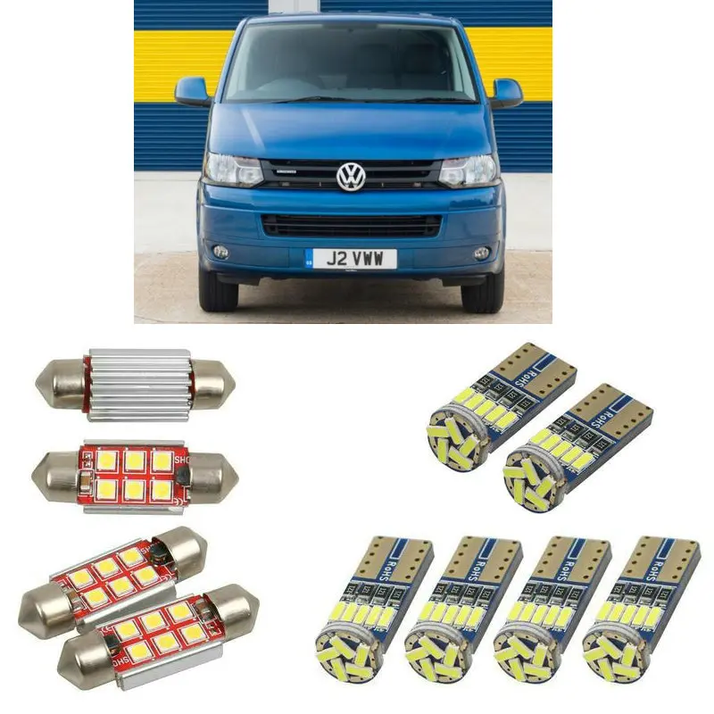

Interior led Car lights For Volkswagen transporter T5 caravelle mk5 bus 7hb 7hj 7eb car accessories License Plate Light 10pc