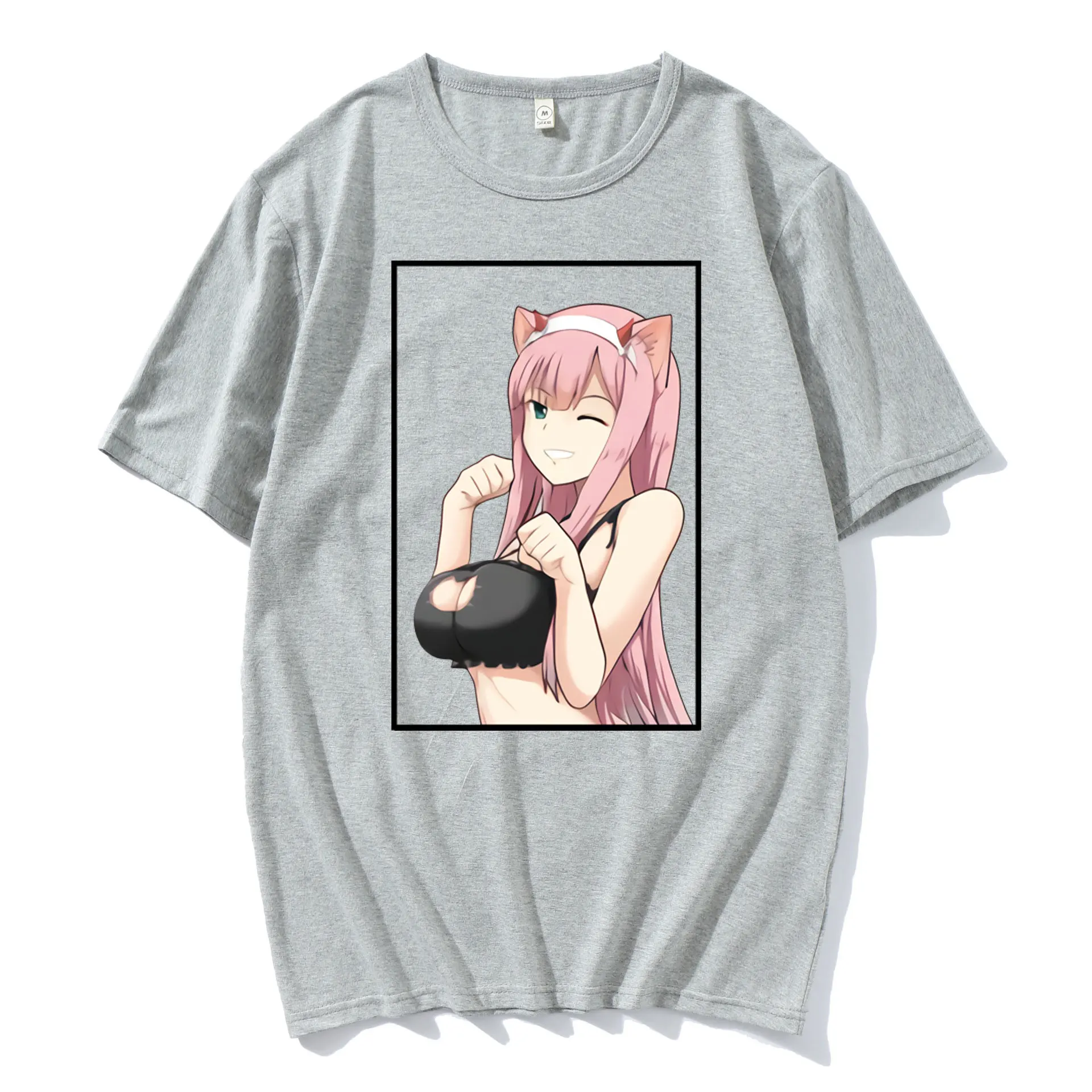

Japanese Anime Zero Two Short Sleeve Darling Franxx T-shrit Men Hip Hop Street Clothing Tees Women Fashion Crewneck T Shirt