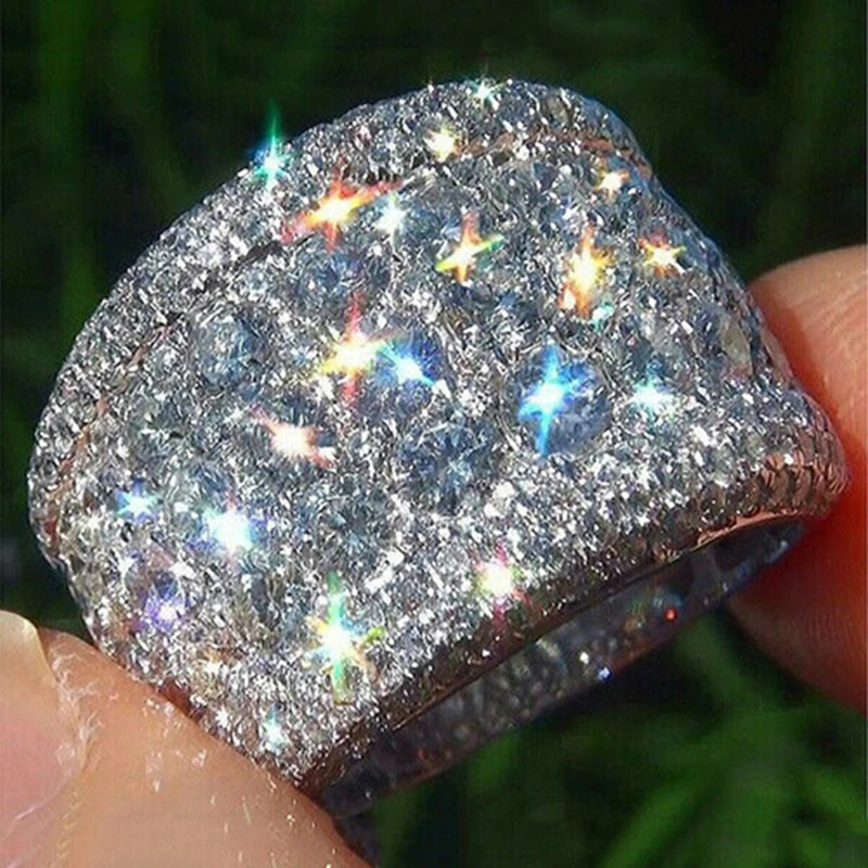 

Shining Women's White Zircon Full Crystal Rings For Women Engagement Ring Wedding Band Jewelry Size 5-12