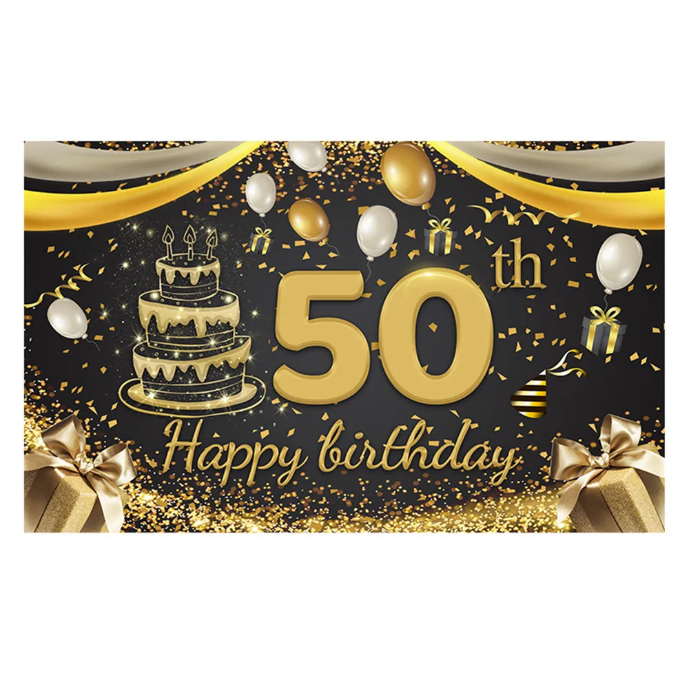 30th 40th 50th с днем рождения фон баннер на день черного и золотого цвета фото плакат