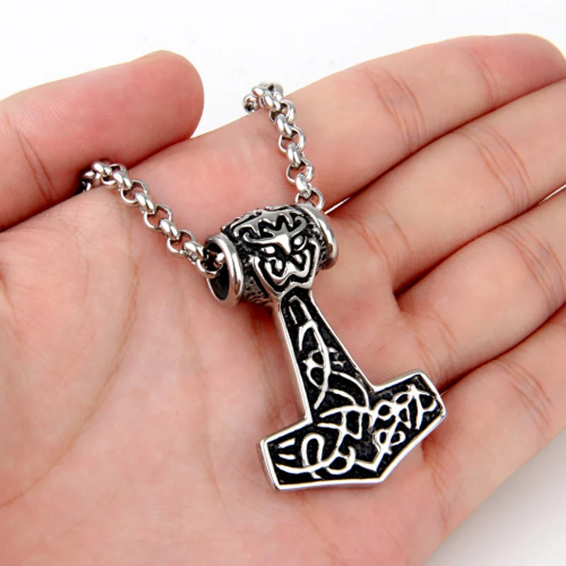 Мужской длинный кулон-талисман Тора из нержавеющей стали | Украшения и