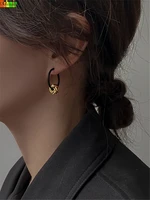 kshmir black earring retro temperament earring female simple korean knot earring buckle personality hoop earrings 2020