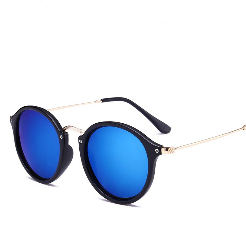 02-Black Blue MuseLife брендовые модные унисекс солнцезащитные очки с поляризованным покрытием, зеркальные солнцезащитные очки для вождения, круглые мужские очки для мужчин/женщин - Цвет линз: 02-Black Blue