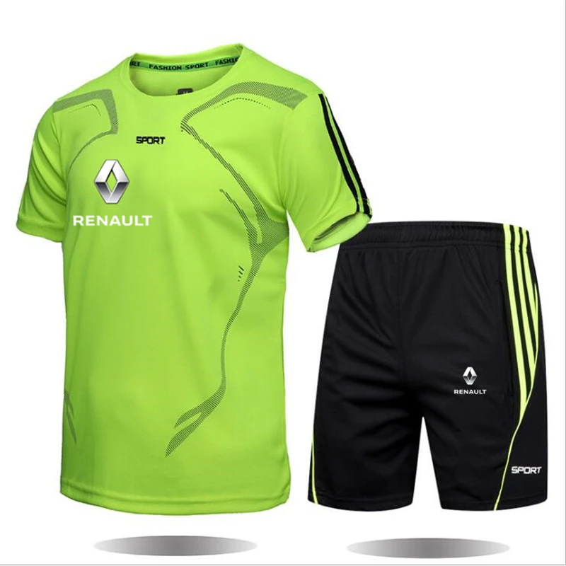 

2021 New Young Breathable Casual RENAULT men Suit Summer Fitness Quick Drying Climbing Sleeve Sport Set Running Spring man