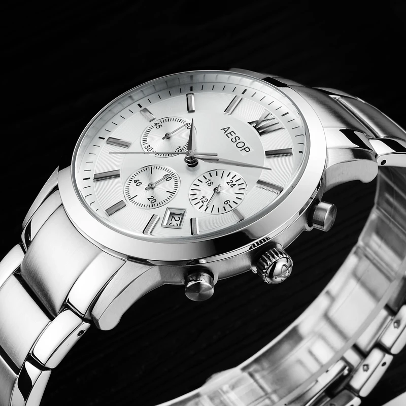 Aesop Retro Business Men's Watches Mechanical Stainless Steel Waterproof Watch Men Sapphire Automatic Watch Relogio Masculino