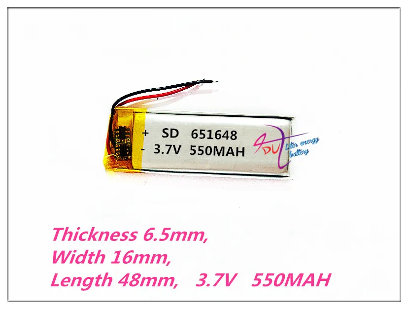 651648 3.7V 550MAH Polymer rechargeable batteries MP3 MP4 MP5 GPS camera pen recording Bluetooth | Электроника