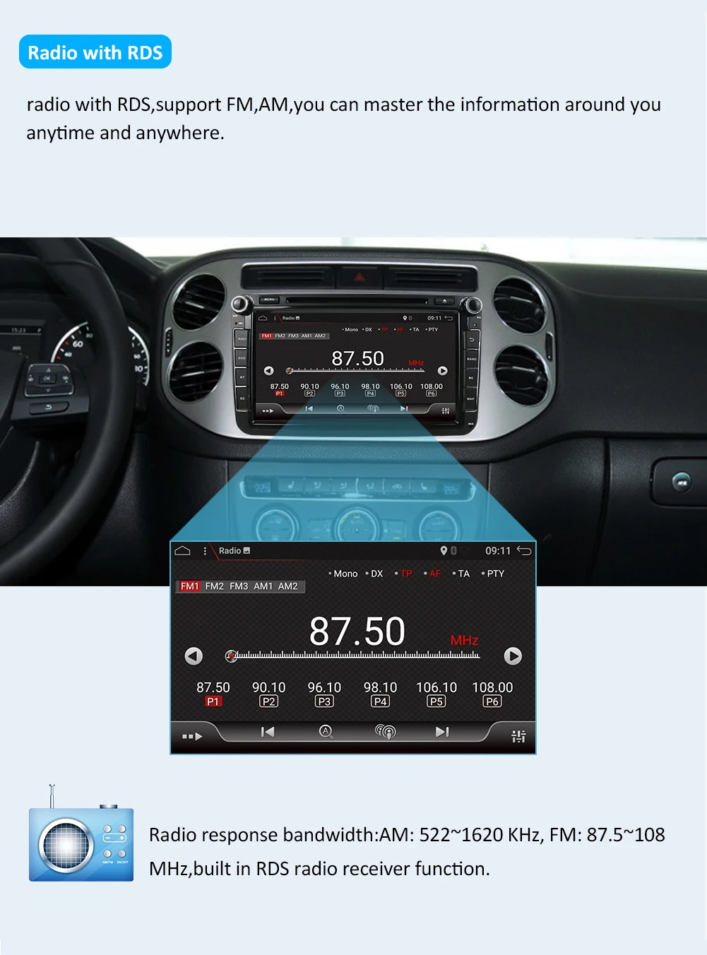2 din Android 9,0 Автомагнитола DVD gps навигация для Volkswage Caddy Golf Polo седан Touran Passat EOS DVD Automtivo WIF