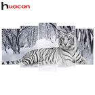 Картина 5D сделай сам Huacan, алмазная картина с тигром, квадратная, бриллиантовая мозаичная фигурка животного вышивка крестиком, подарок для Стразы