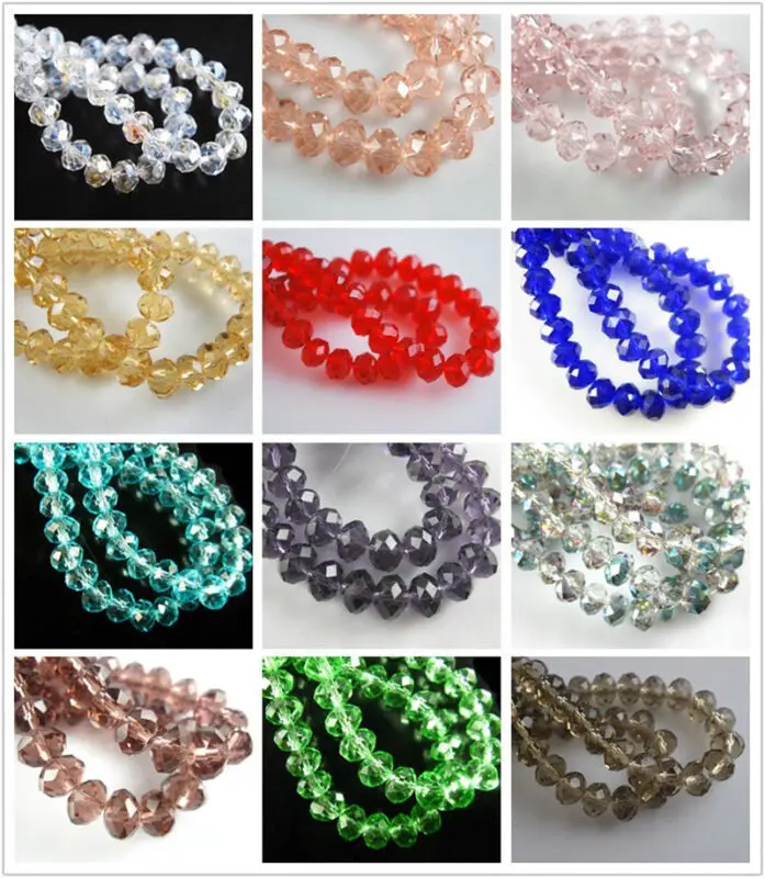 

100Pcs 6x4mm Crystal Faceted Rondelle Glass Beads Loose Spacer Bead DIY Findings