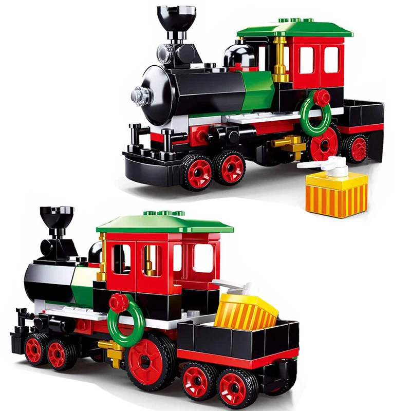 

SLUBAN Christmas Train Set Friends Car Kid Toy Carriage Building Blocks Friends Vehicle Educaiton Toy For Christmas Gift 601PCS