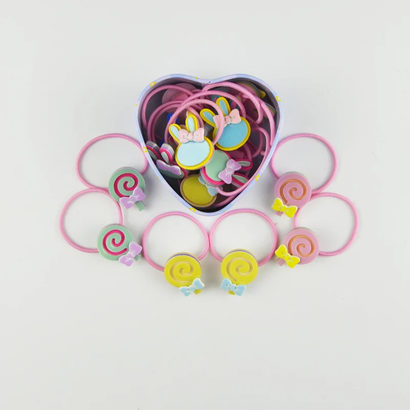Mixed Styles 20 Pcs/Lot New Gift Box Packed Girls Cute Cartoon Elastic Hair Band Headwear Scrunchies Rubber Bands Accessory | Детская