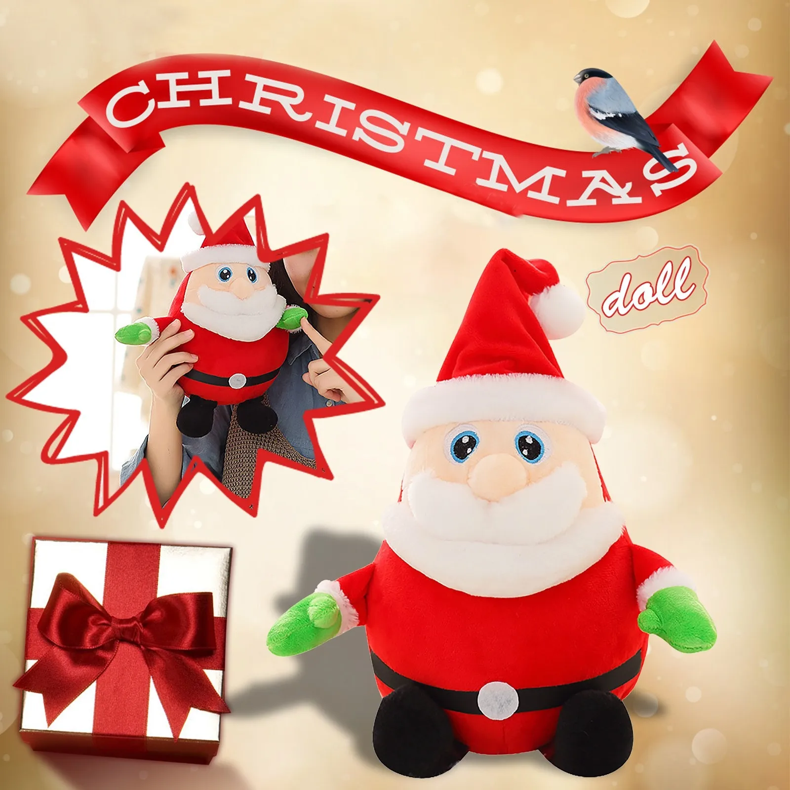 

Axolotl Christmas Party Shining Doll Decoration Props Glowing Singing Santa Claus Doll Electric Doll Christmas Gift Dropship #11