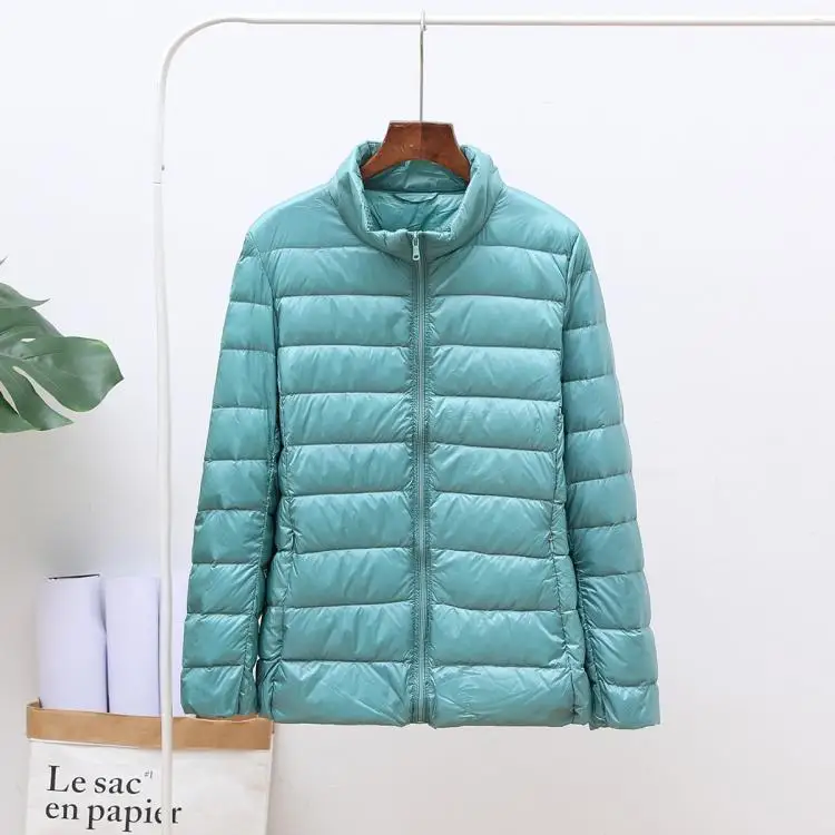 style2 light blue Ультра легкие куртки на утином пуху 90%, Женское зимнее пальто с капюшоном, теплая тонкая куртка с длинными рукавами 8XL, большие размеры, Женская Куртка jaqueta feminina - Цвет: style2 light blue