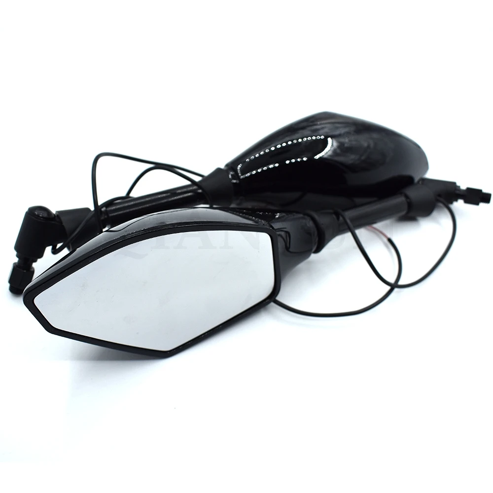 Универсальные мотоциклетные зеркала углеродное волокно светодиодный указатель