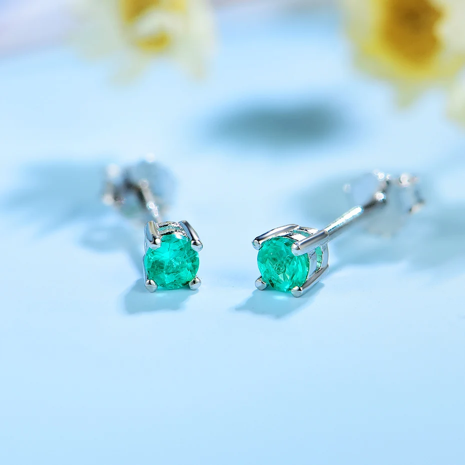 Kuolit лаборатория Выращенный изумруд драгоценный камень серьги гвоздики для