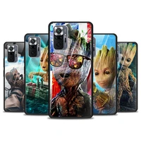 groot marvel avengers for xiaomi redmi note 10 pro max 10s 9t 9s 9 8t 8 7 pro 5g luxury tempered glass phone case cover