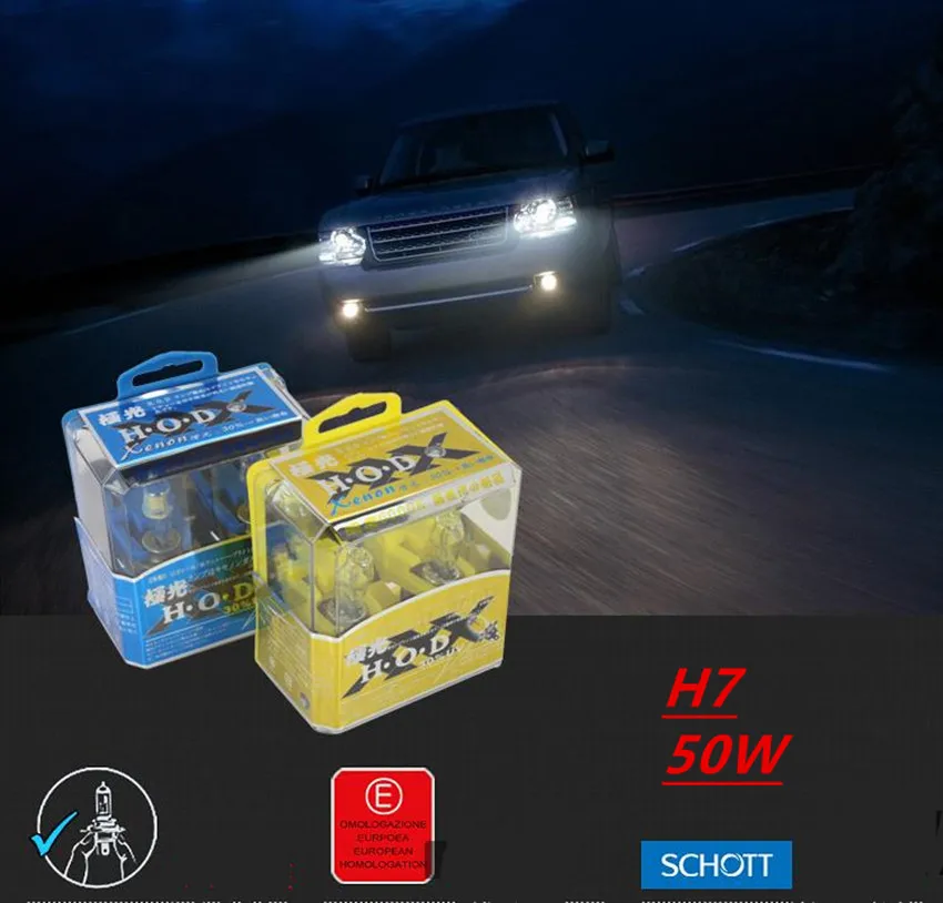 

2x H7 Xenon Halogen HOD Auto HeadLight Bulb Kit 6000K 12V 100W Auto Car HOD Xenon Halogen Fog Front Head Light Car Light Source